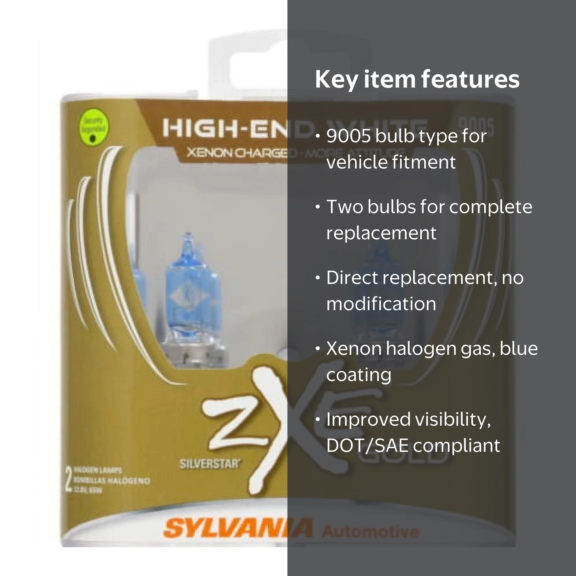 Sylvania 9005 SilverStar zXe Gold Halogen Headlight Bulb, Pack of