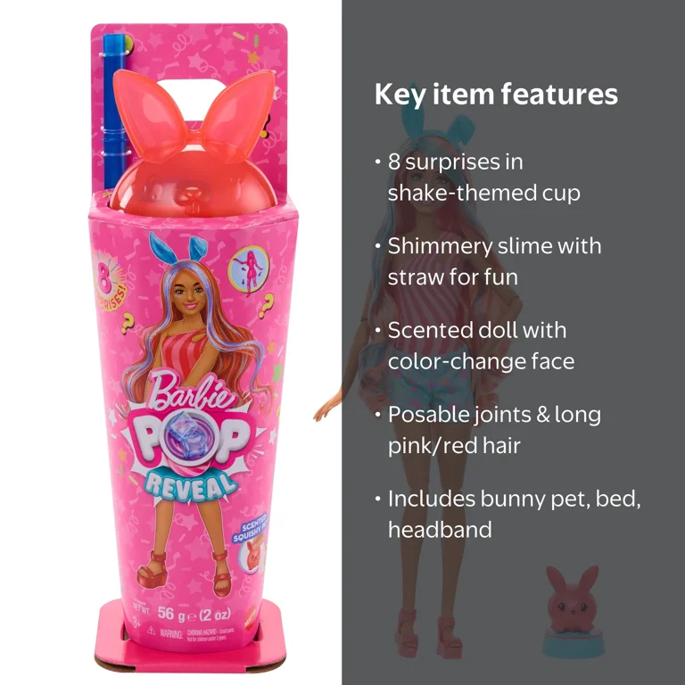 Barbie Scented Bright Bunny Shake Reveal Doll with Surprises, Pet