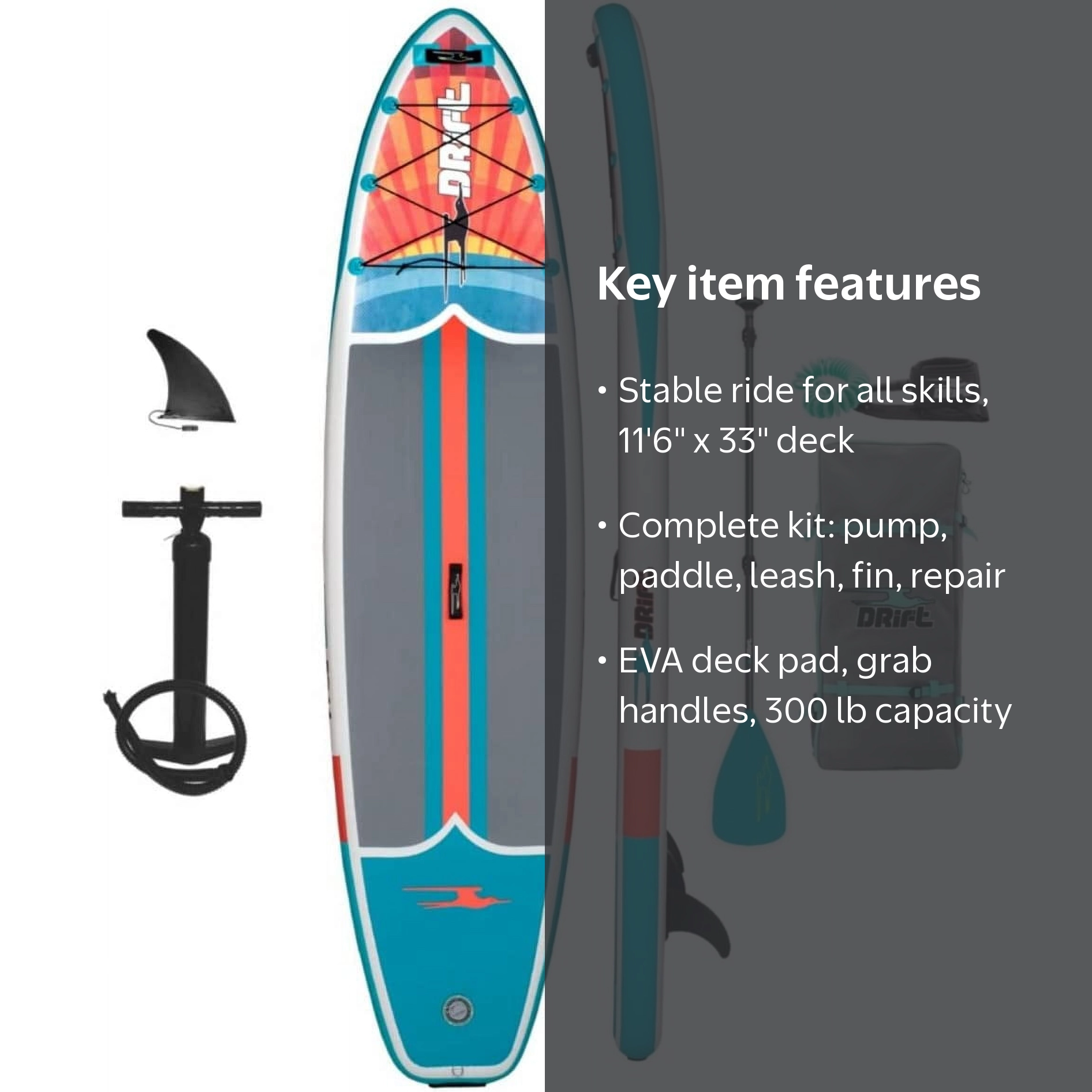 Drift Inflatable Stand Up Paddle Board - SUP Paddle Board and