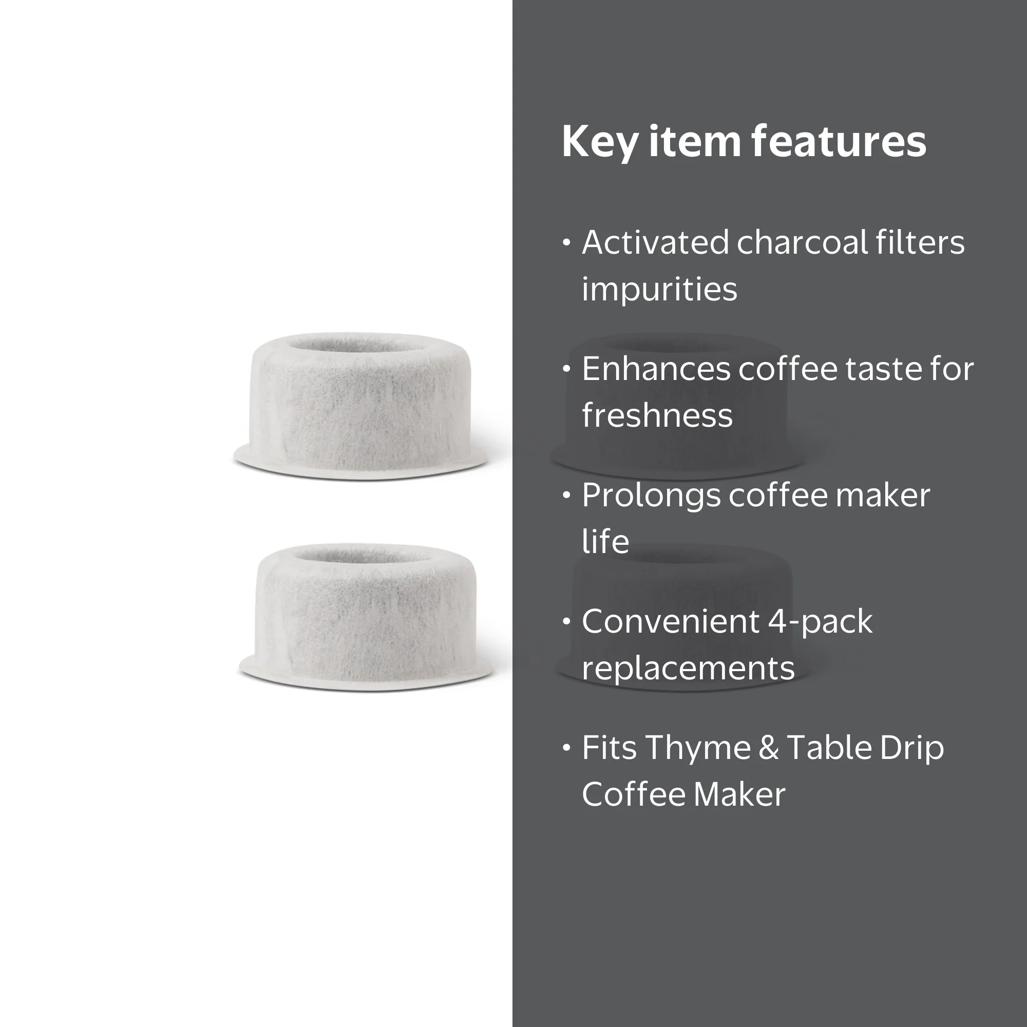Thyme & Table Drip Coffee Maker 4 pack Replacement Charcoal Water