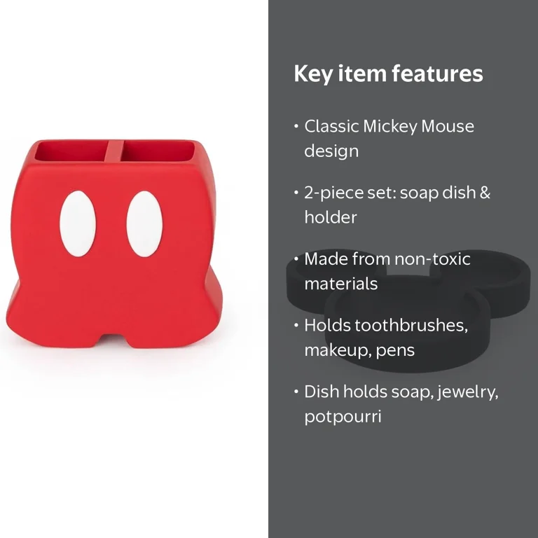 希少品 Disney vintage mickey soap dish ミッキー Disney Mickey Mouse Iconic 2 Piece Soap Dish & Toothbrush Holder
