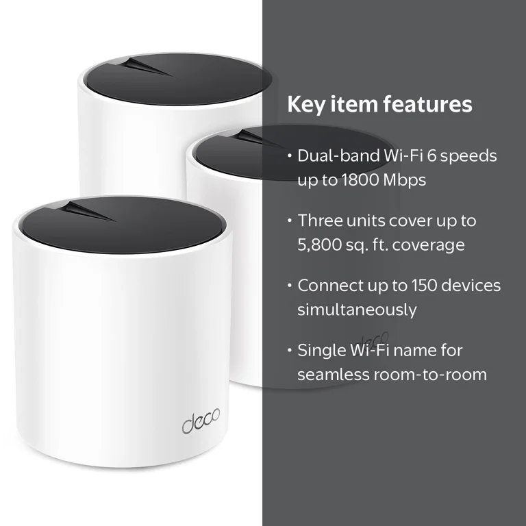 TP-Link Deco X25 AX1800 Wi-Fi 6 Mesh 3pk, Indoor Coverage 5,800 sq