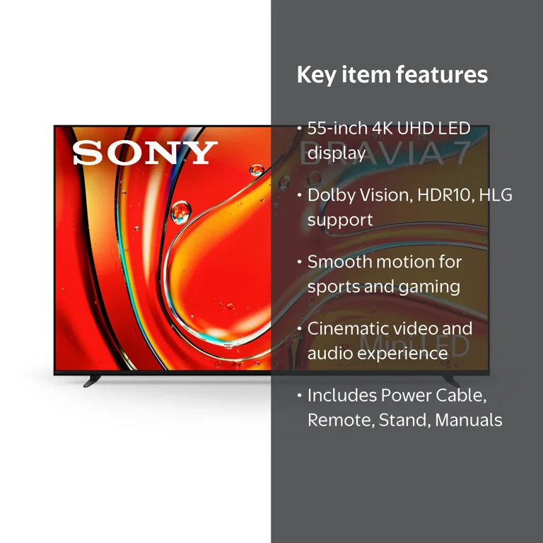 Sony, 55-inch 4K UHD LED Smart TV, K55XR70, Black with Stand