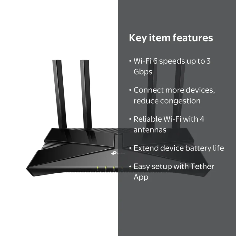 TP-Link Archer AX3000, Dual-Band WiFi 6 Router, 3 Gbps Speeds