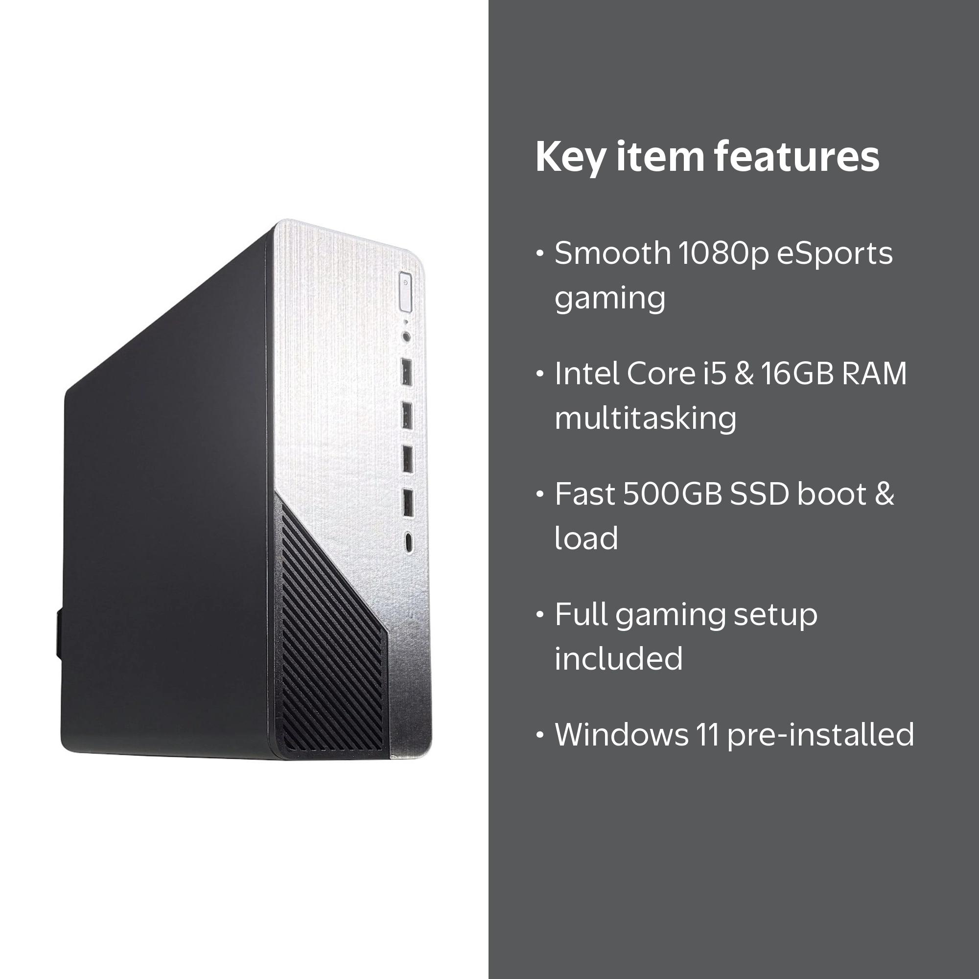 Dell RGB Gaming Desktop, Intel Core i5, 16GB RAM, 500GB SSD