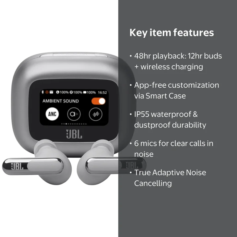 JBL Live Beam 3 Inner Ear Earbuds, Noise Cancelling True Wireless