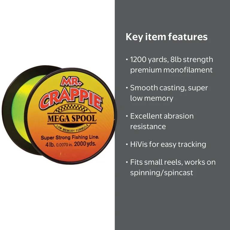 Lew's Mr Crappie Mega Spool Fishing Line 8lb 1200yd Monofilament