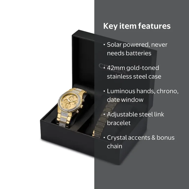 Citizen Men's Eco-Drive Crystal Accent Gold-Tone Watch and