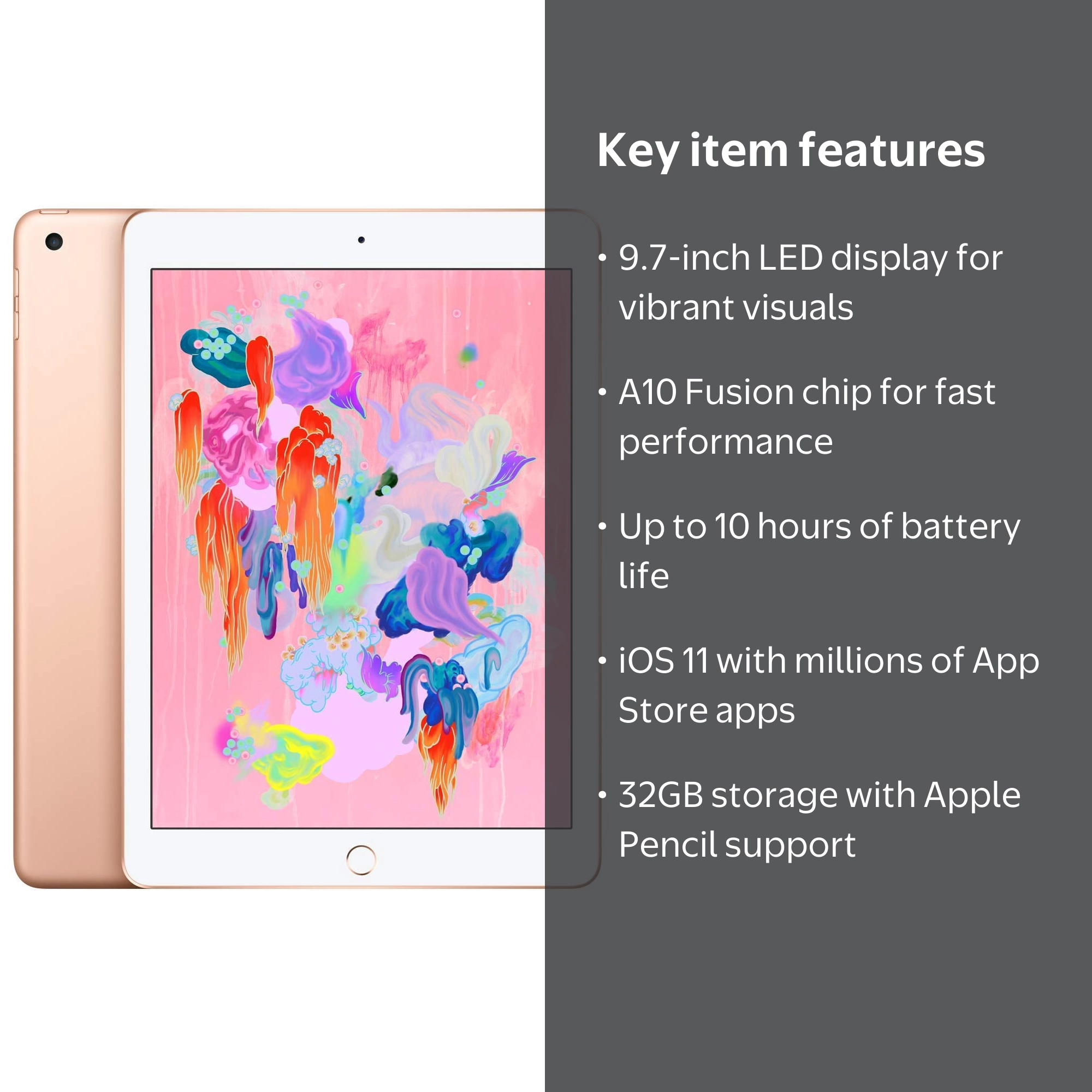 Restored Apple iPad 6th Generation 32GB Gold Wi-Fi (Refurbished