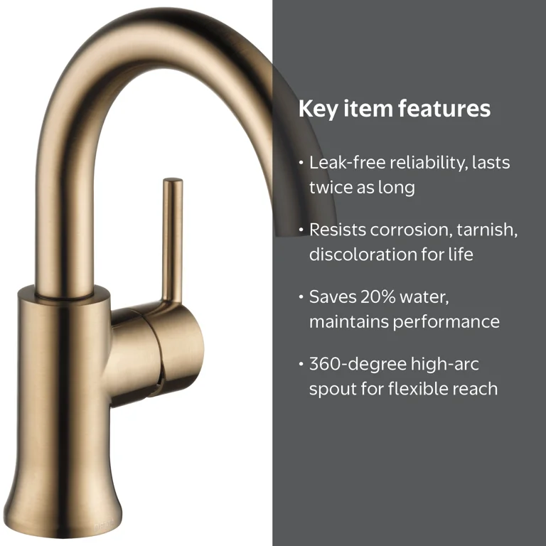 Delta Trinsic Single Handle High-Arc Spout Bathroom Faucet in