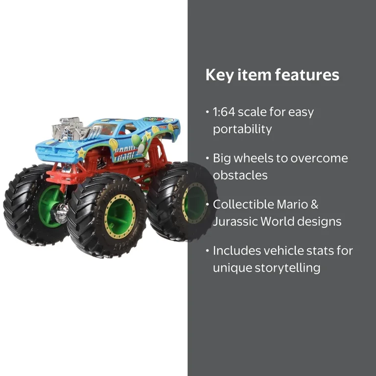 Hot Wheels Super Mario Bros Monster Truck Toy - YOSHI - Walmart.com