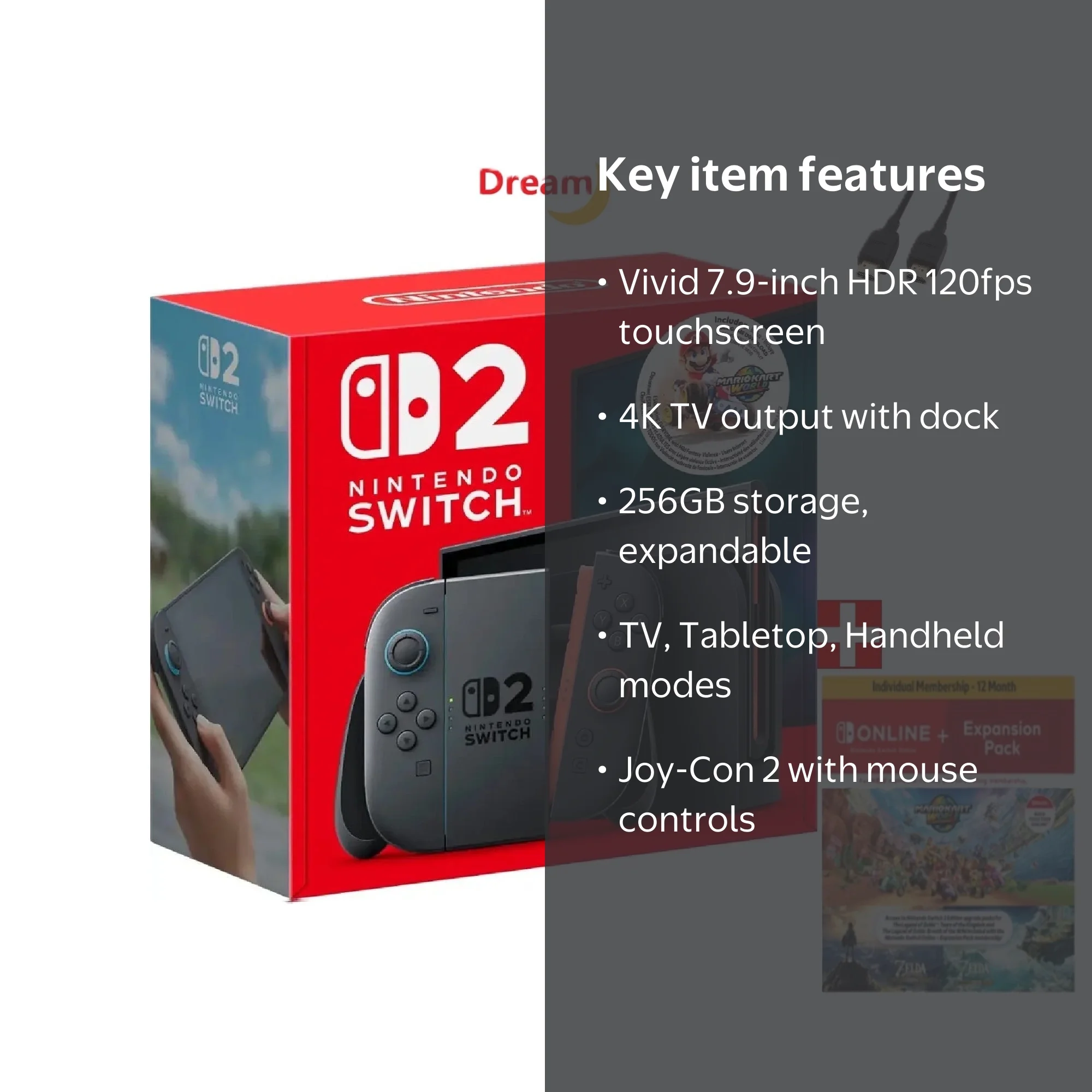 Dream 2025 Newest Nintendo Switch™ 2 + Mario Kart World and 12