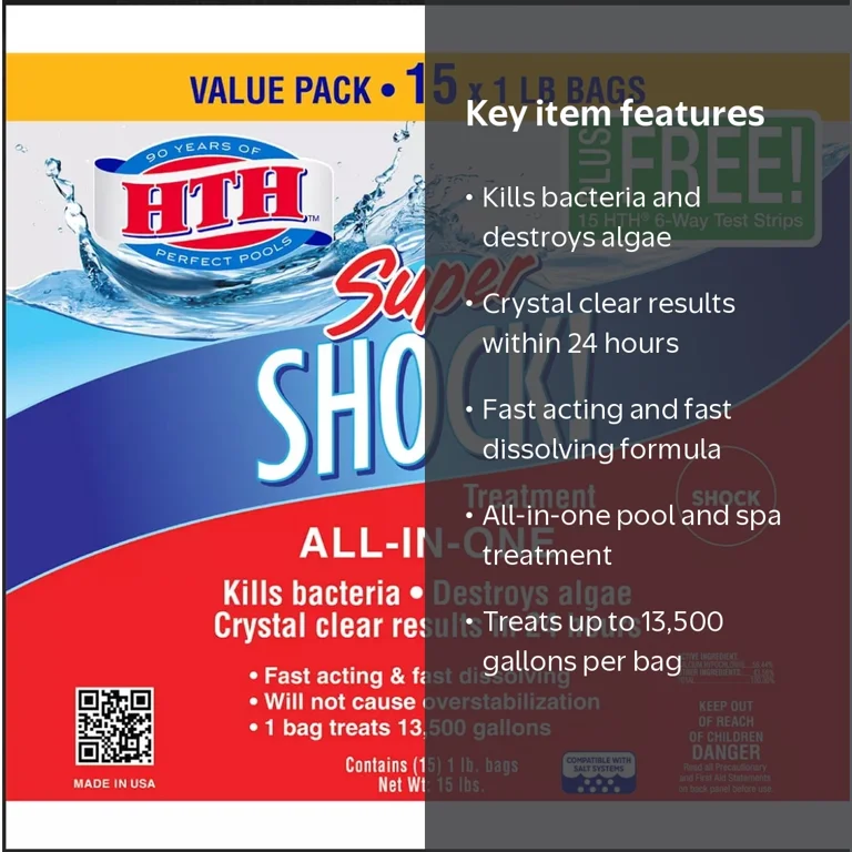 HTH Super Shock Treatment Pool & Spa Sanitizer, Instantly Works
