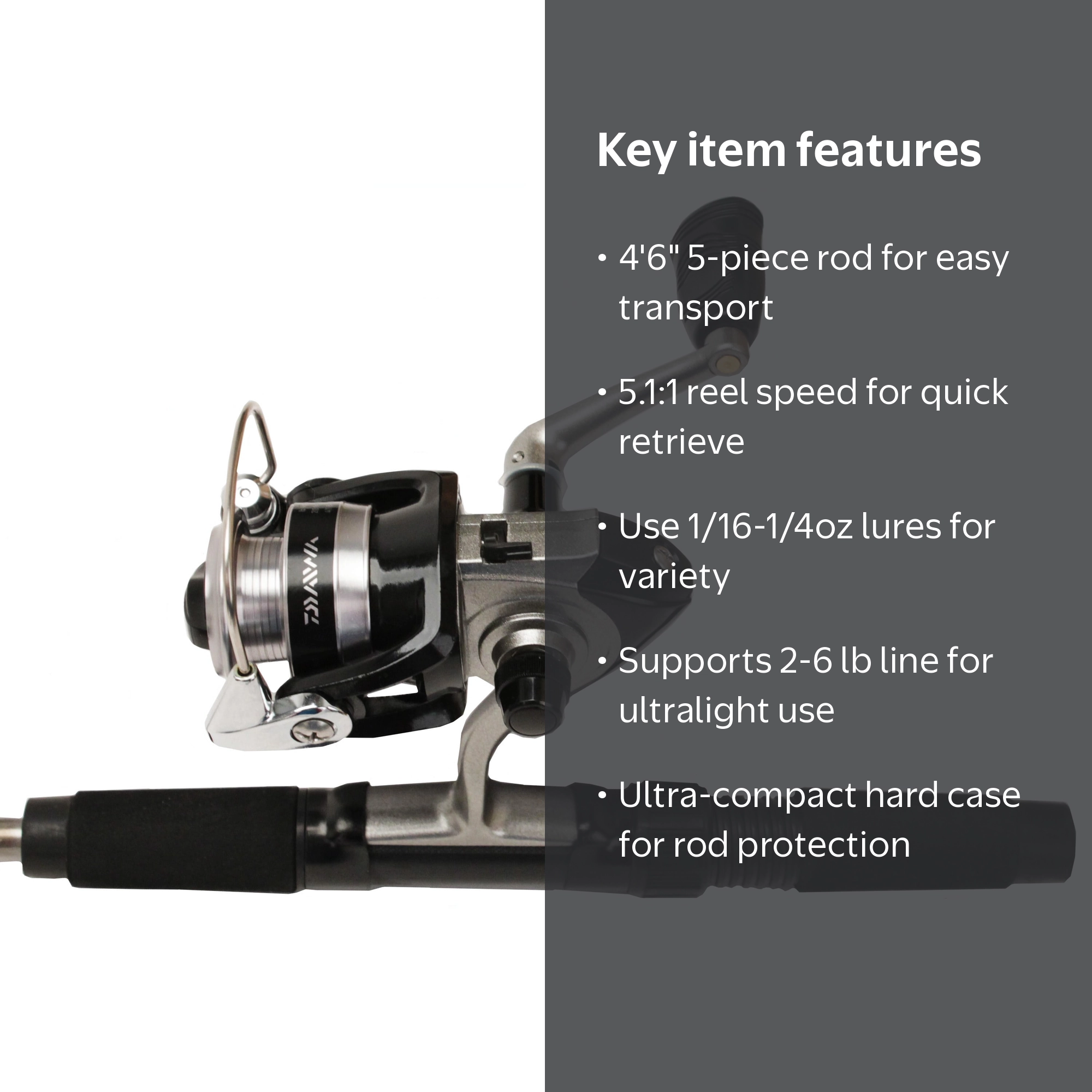 Daiwa Ultra Light Mini Spin Combo - Fishing Spincast Rod and Reel
