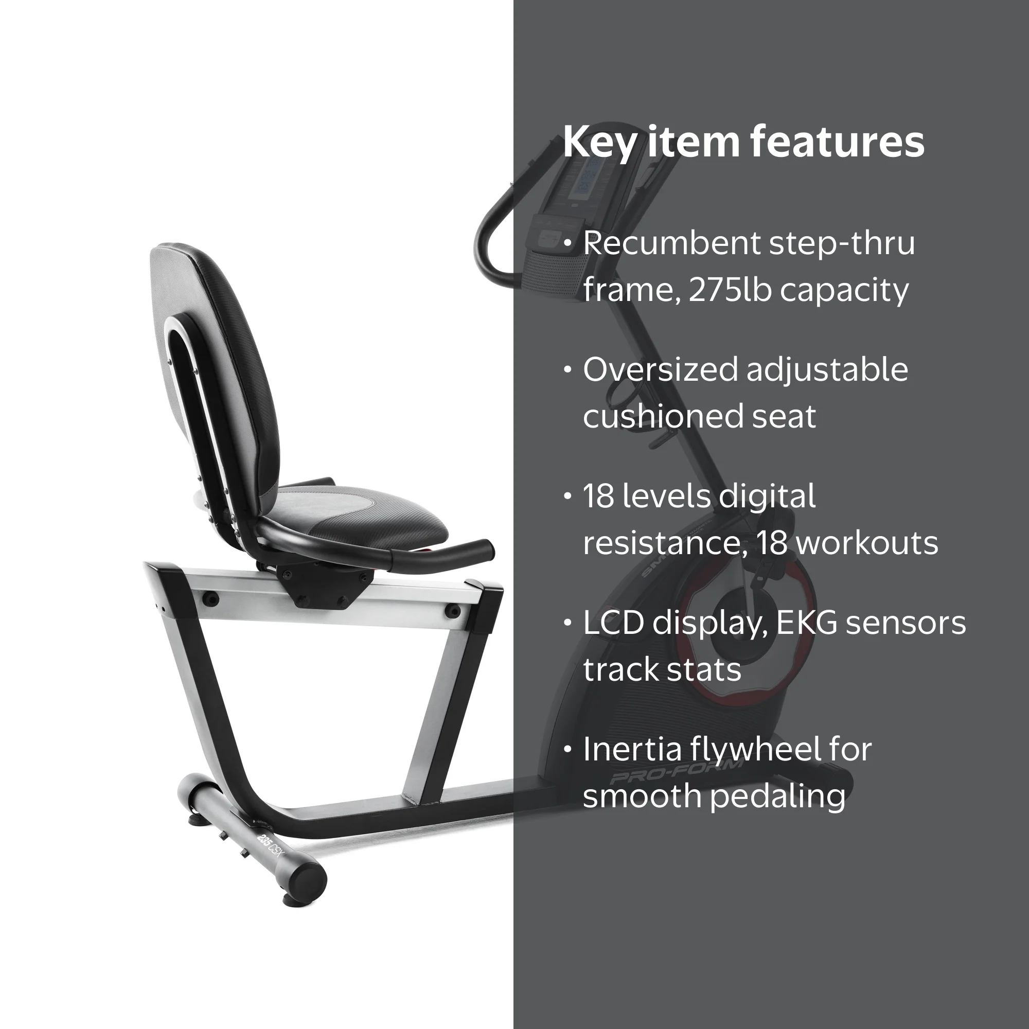 ProForm 235 CSX Recumbent Exercise Bike with 18 Workout Programs