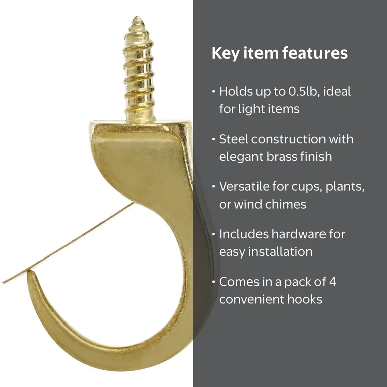 3 pack) Ook Safety Cup Hooks, 7/8