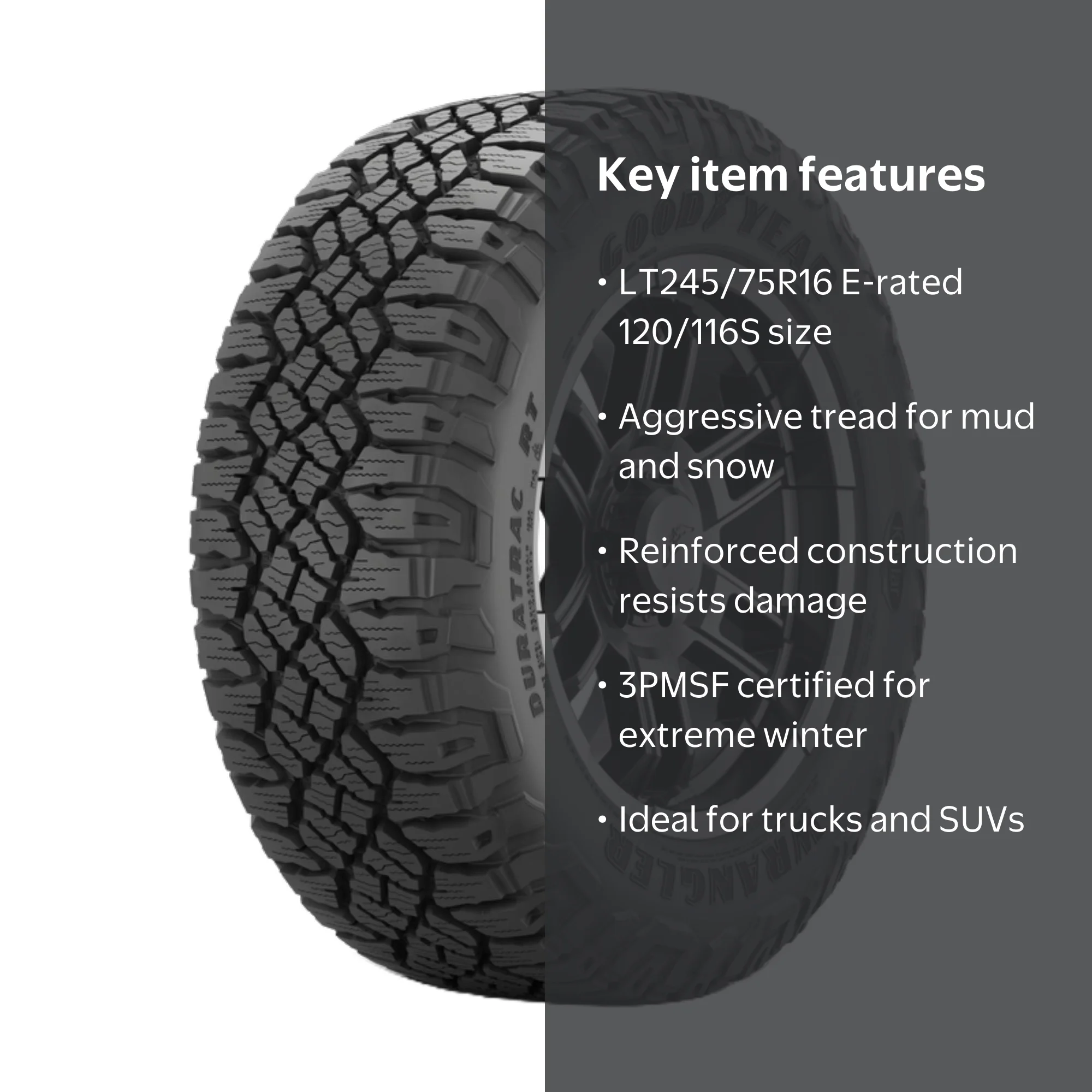 Free Shipping! Goodyear Wrangler DuraTrac RT Rugged Terrain LT245