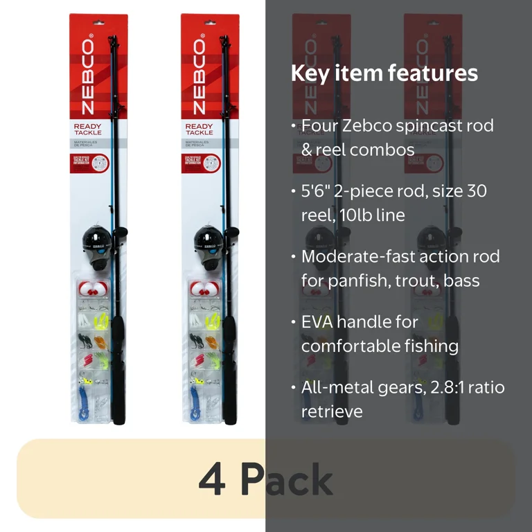 Zebco Ready Tackle Medium Spincasting Fishing Rod & Reel Combo