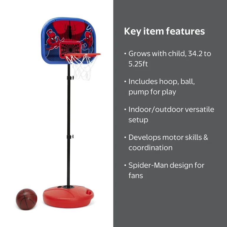 Marvel Spider-Man Basketball Hoop Set by Delta Children - Includes