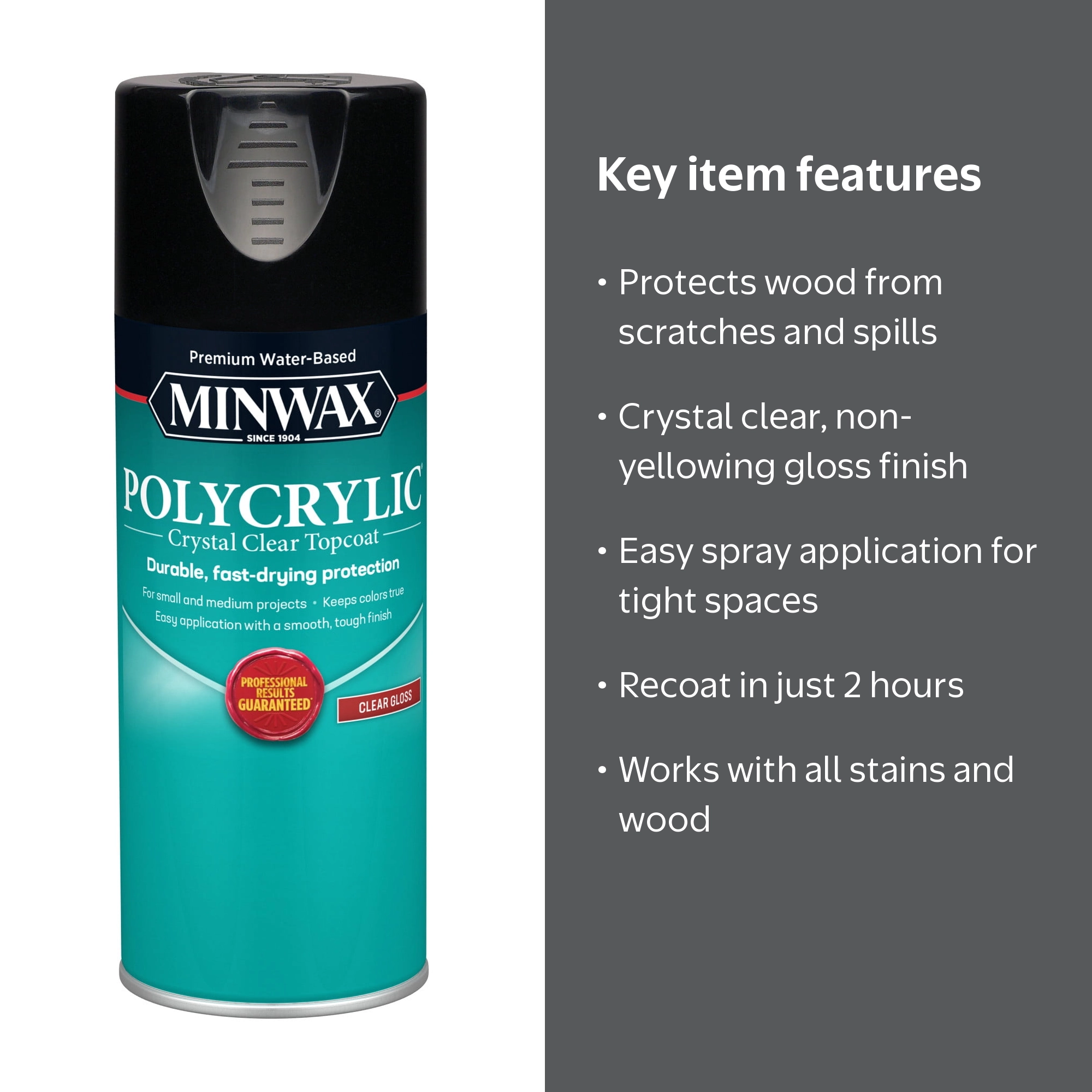 Minwax, Polycrylic Protective Finish, Clear Gloss, 11.5 oz