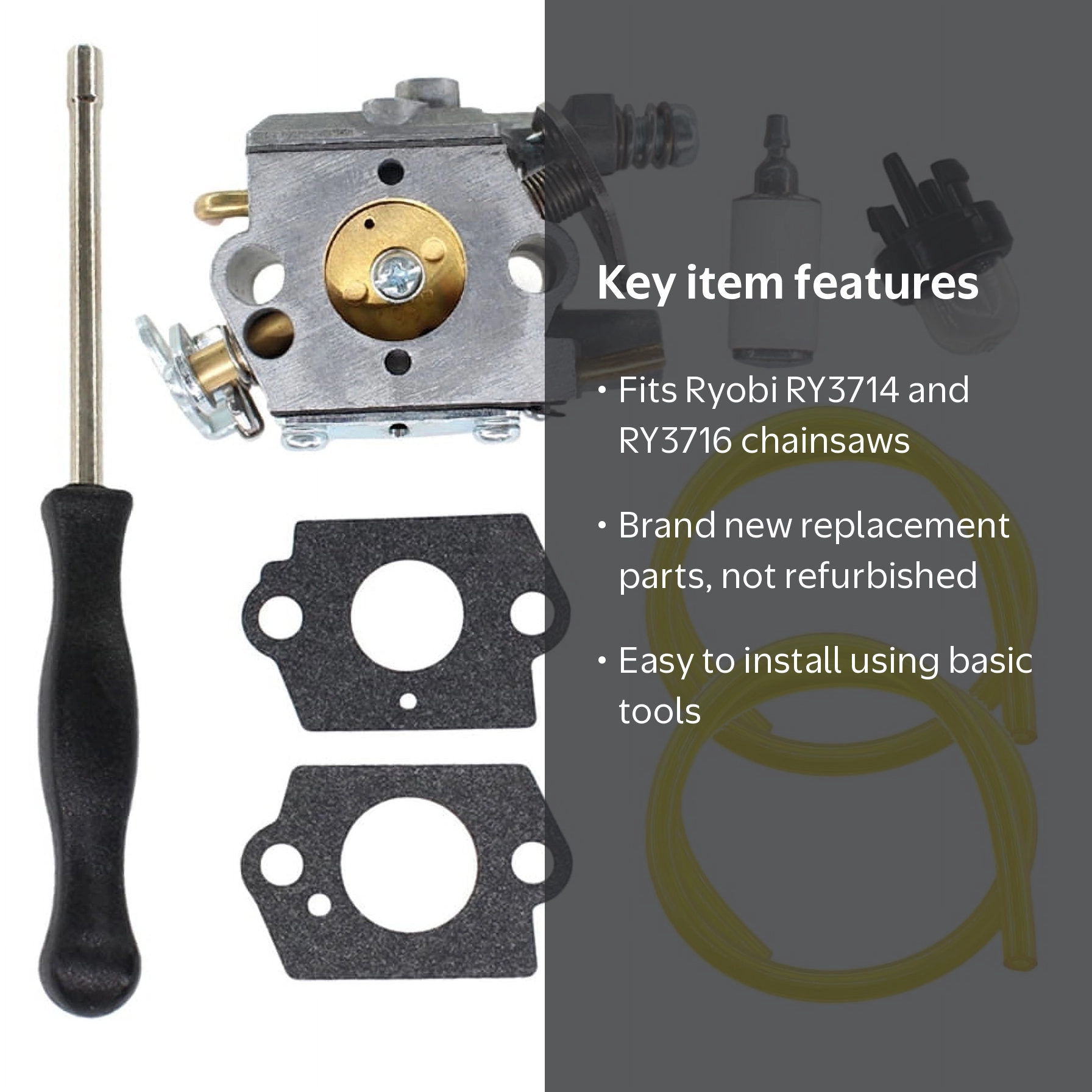 Carburetor Fuel Line Kit for Ryobi RY3714 RY3716 Chainsaw Rep