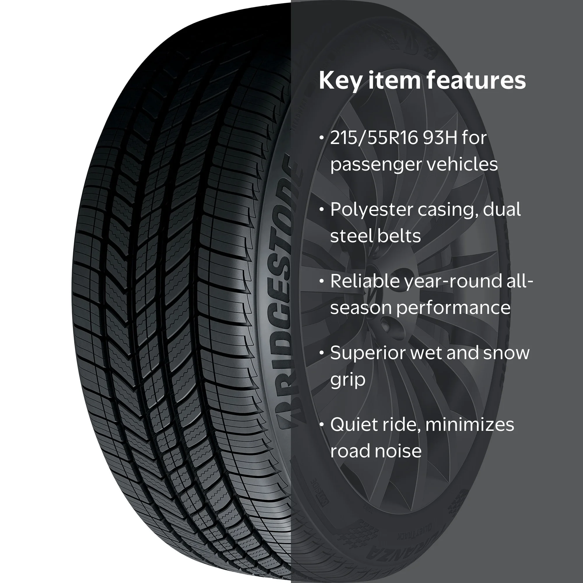 【Erika@Disney好き 】BRIDGESTONE VRX2 1/4 Bridgestone Turanza QuietTrack All Season 215/55R16 93H Passenger