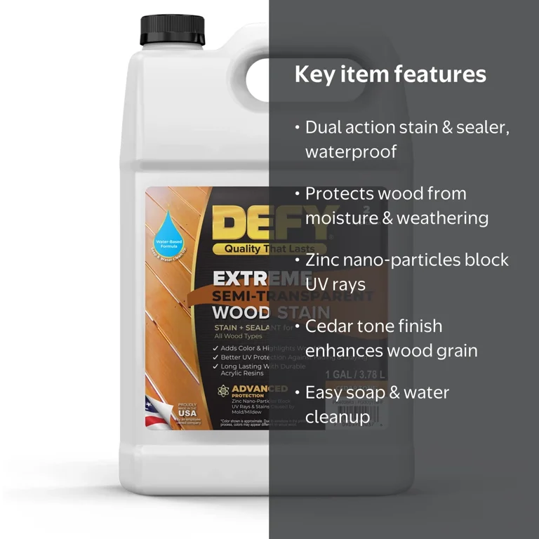 DEFY Wood Stain, Water Sealer, 1 Gallon, Cedar Tone - Walmart.com