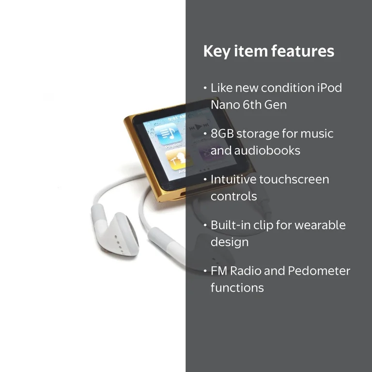 Pre-Owned Apple iPod Nano 6th Generation 8GB Orange Condition, No
