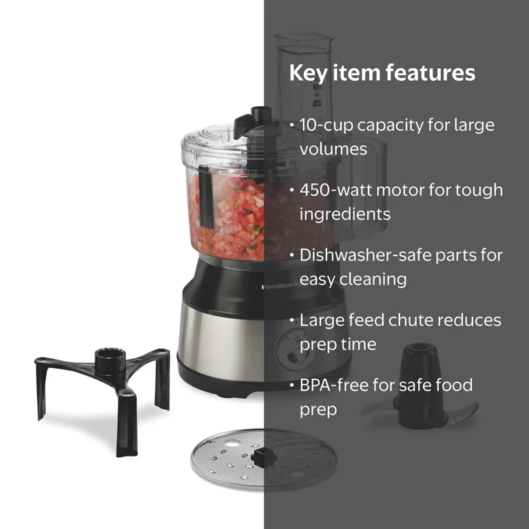 Hamilton Beach, Food Processor, 10 Cup, Extra Large Chute