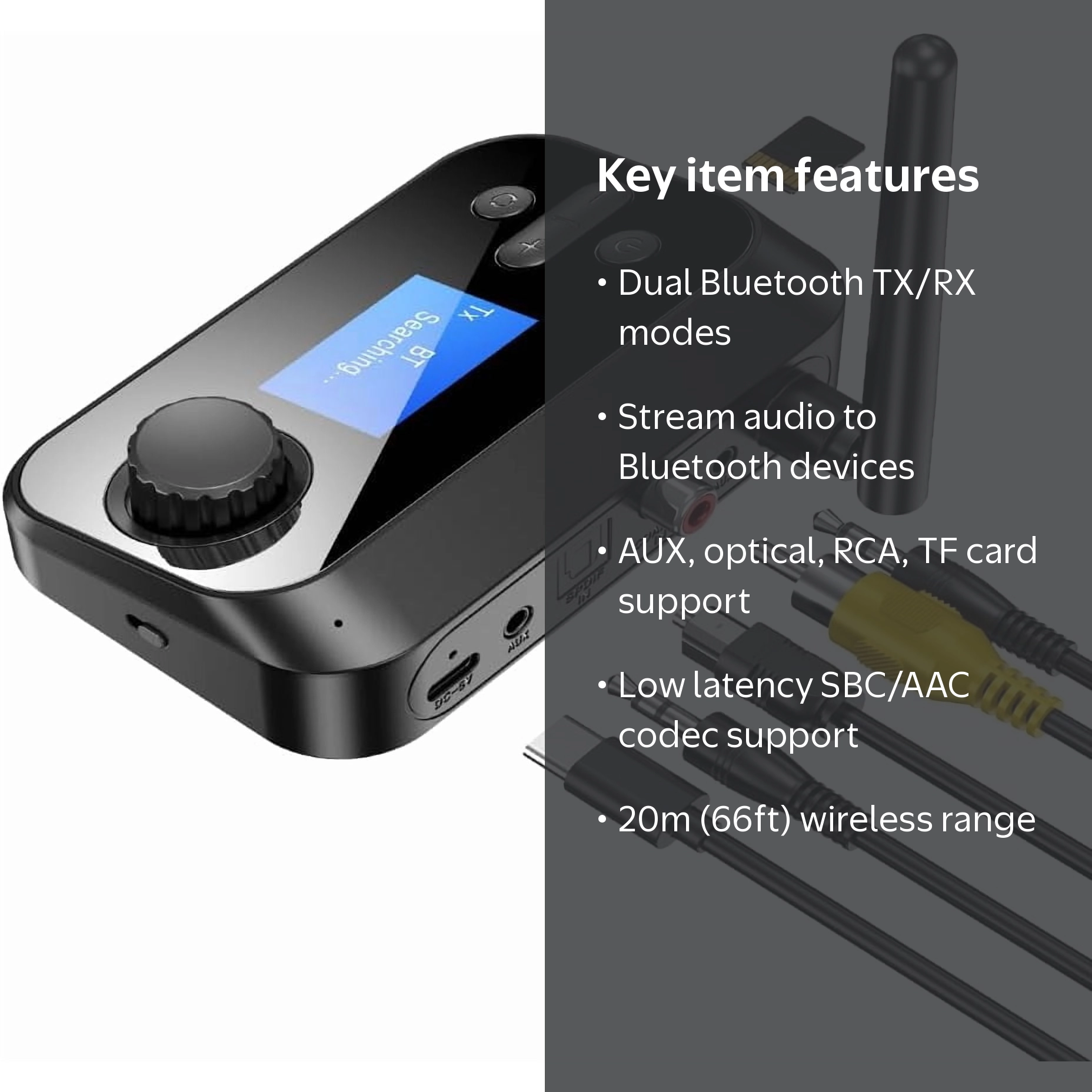 MUSICOZY Bluetooth Transmitter for TV, Audio Adapter Receiver for