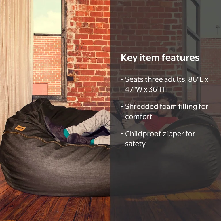 Jaxx 7 ft Giant Bean Bag Sofa, Dark Denim - Walmart.com