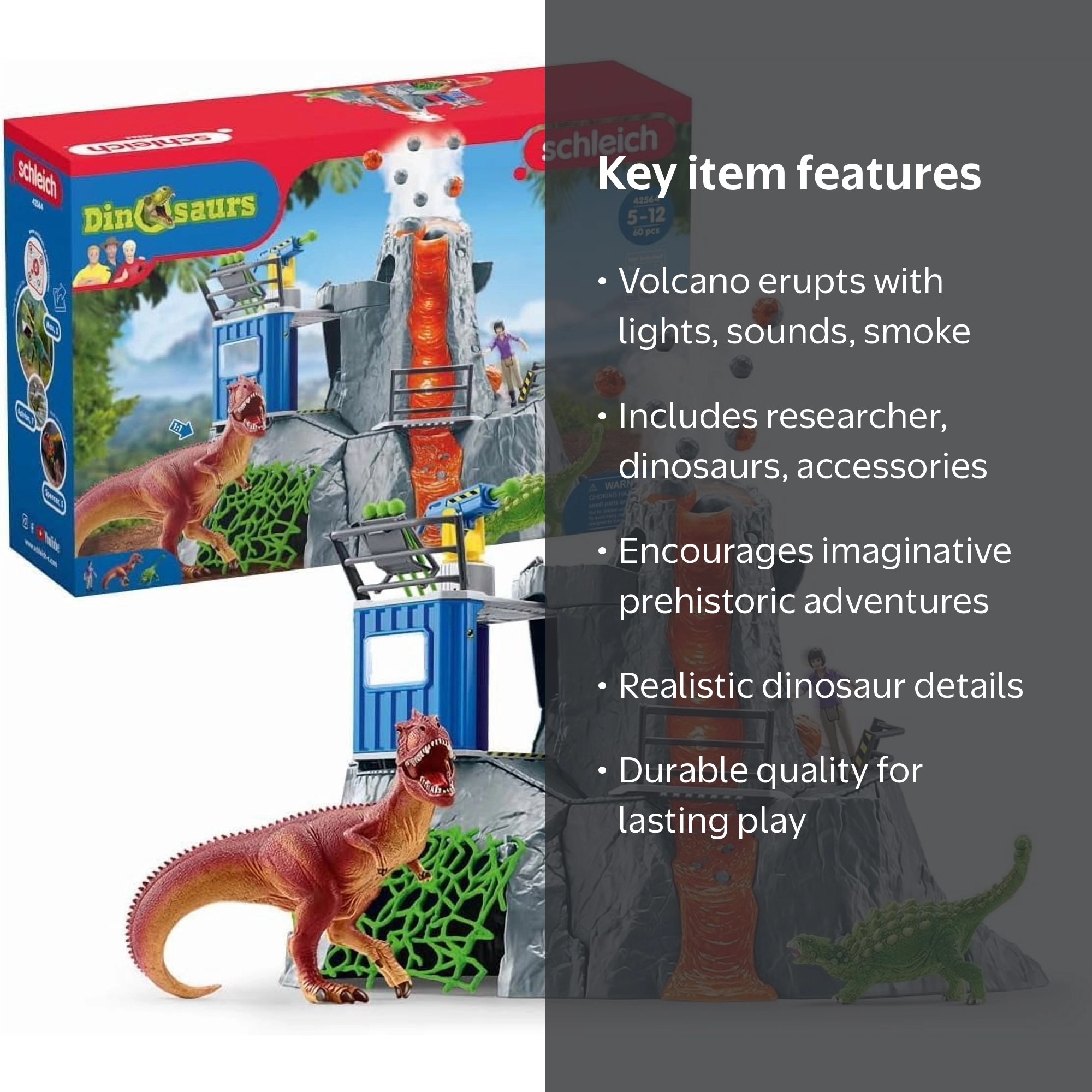 Schleich Dinosaurs Volcano Expedition - 60 Pcs - Playset - Walmart.com