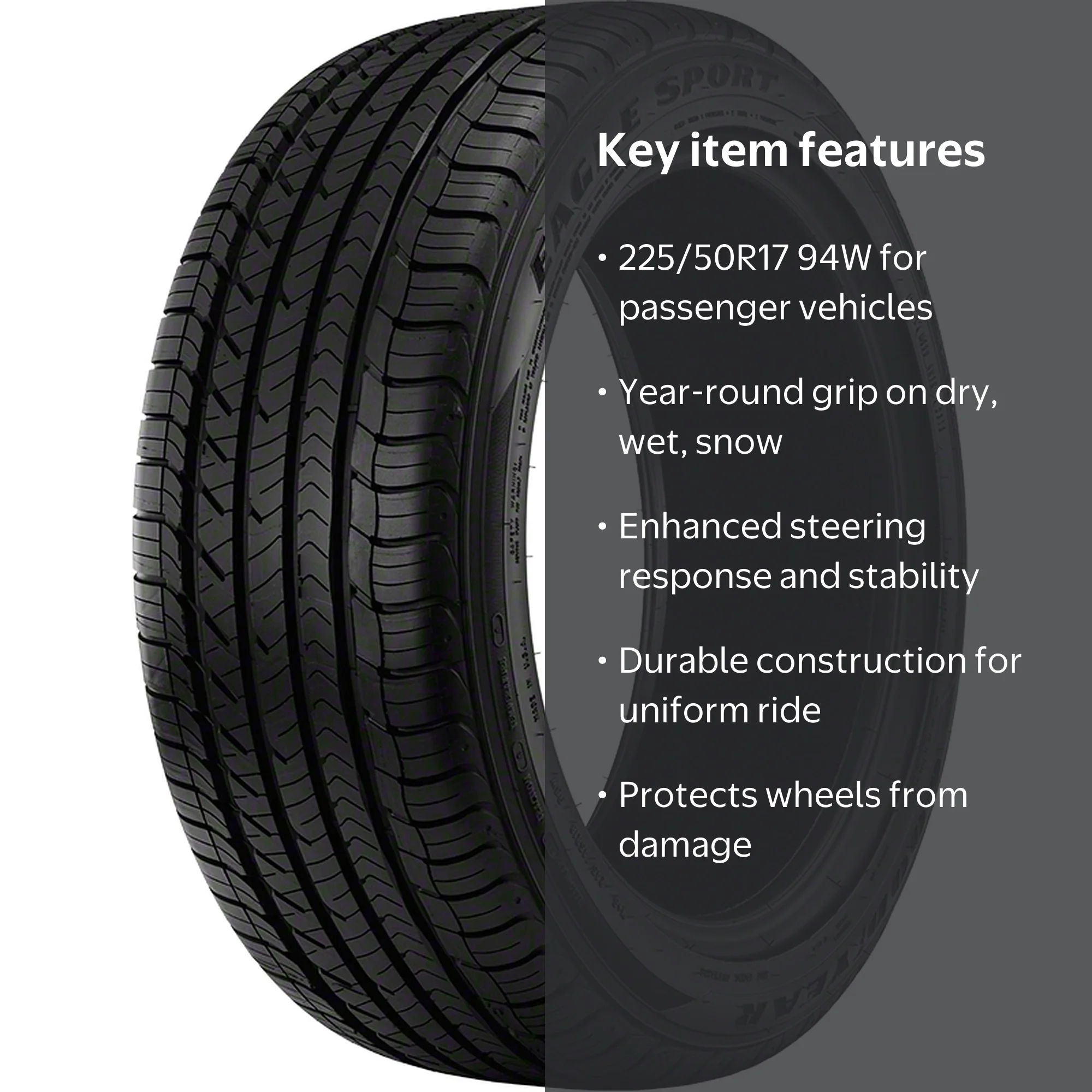 Goodyear, Passenger Tire, 225/50R17 94W All-Season, High