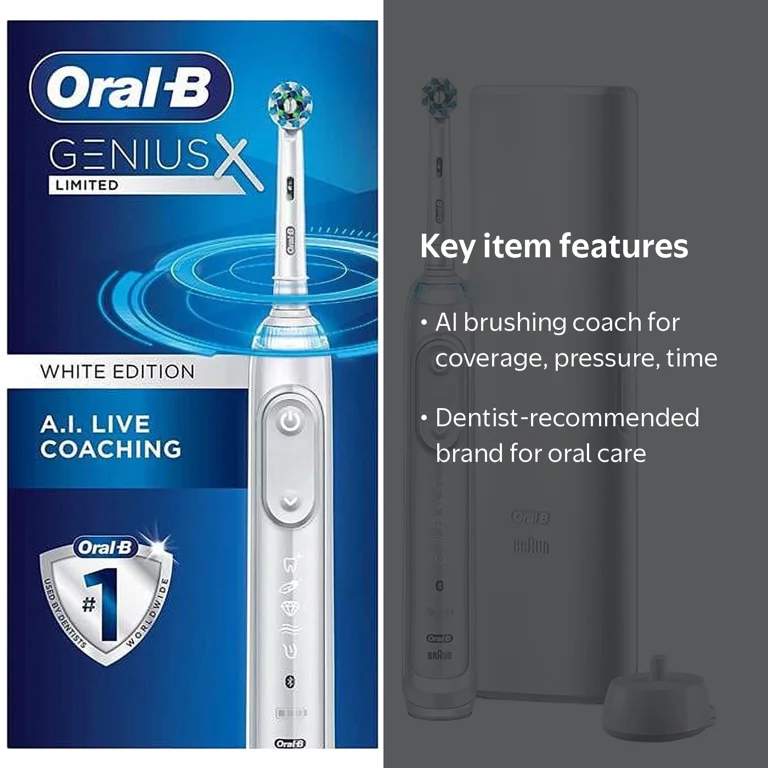 Oral-B Genius X Electric Toothbrush, Rechargeable, AI, Bluetooth
