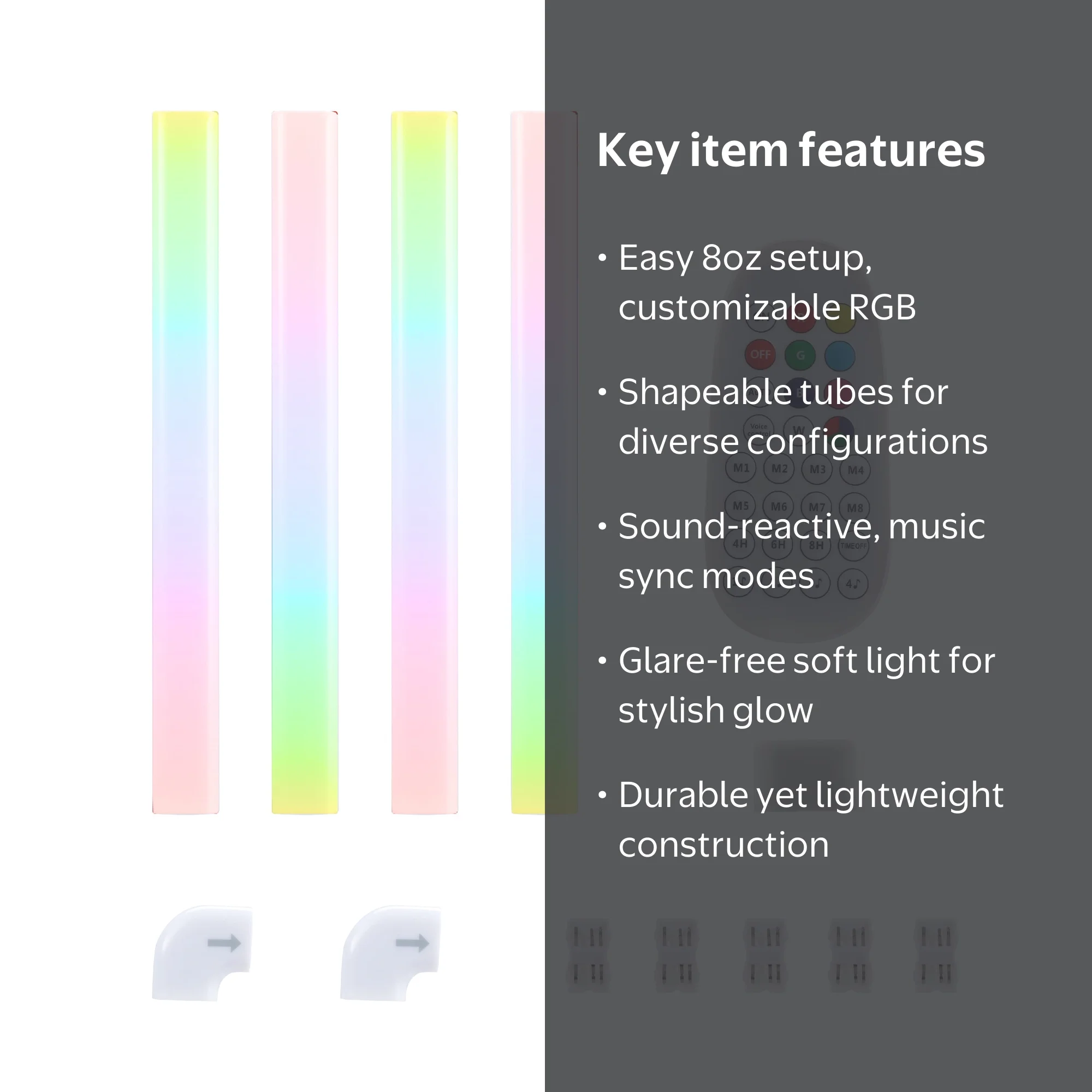 Vivitar RGB Neon Tube Wall Light with Remote, Light Reacts to
