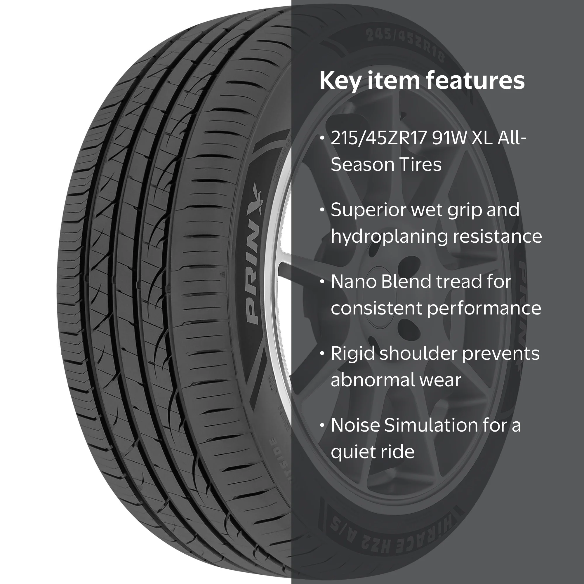 Prinx HiRACE HZ2 A/S, All Season Passenger Tire, 215/45ZR17 91W XL