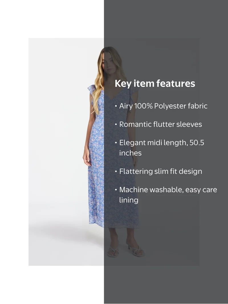 midi dress length in inches Plus Size double Ruffled Sleeves Pleated Flare Dresses Made USA it features a soft V Plus Size - The Everyday