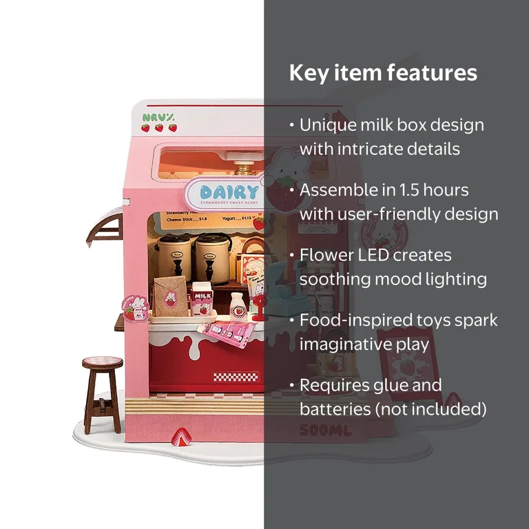 Rolife Food Box Shop Set Toy DIY Miniature House Kit with LED and