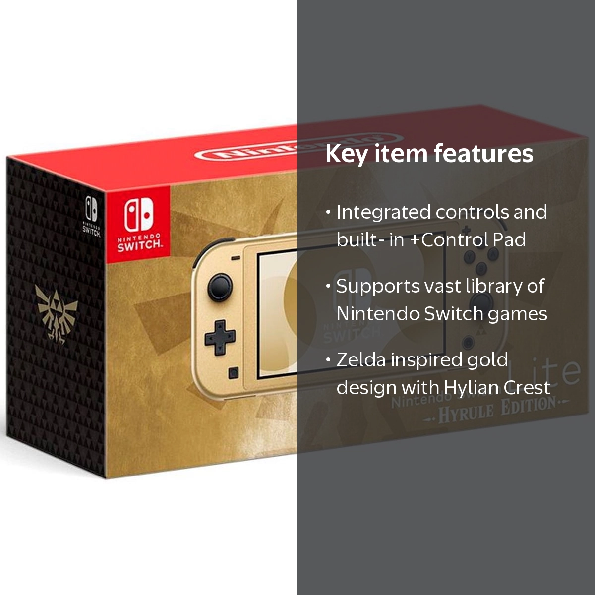 Nintendo, Switch Lite Hyrule Edition, Gold, Compact Handheld