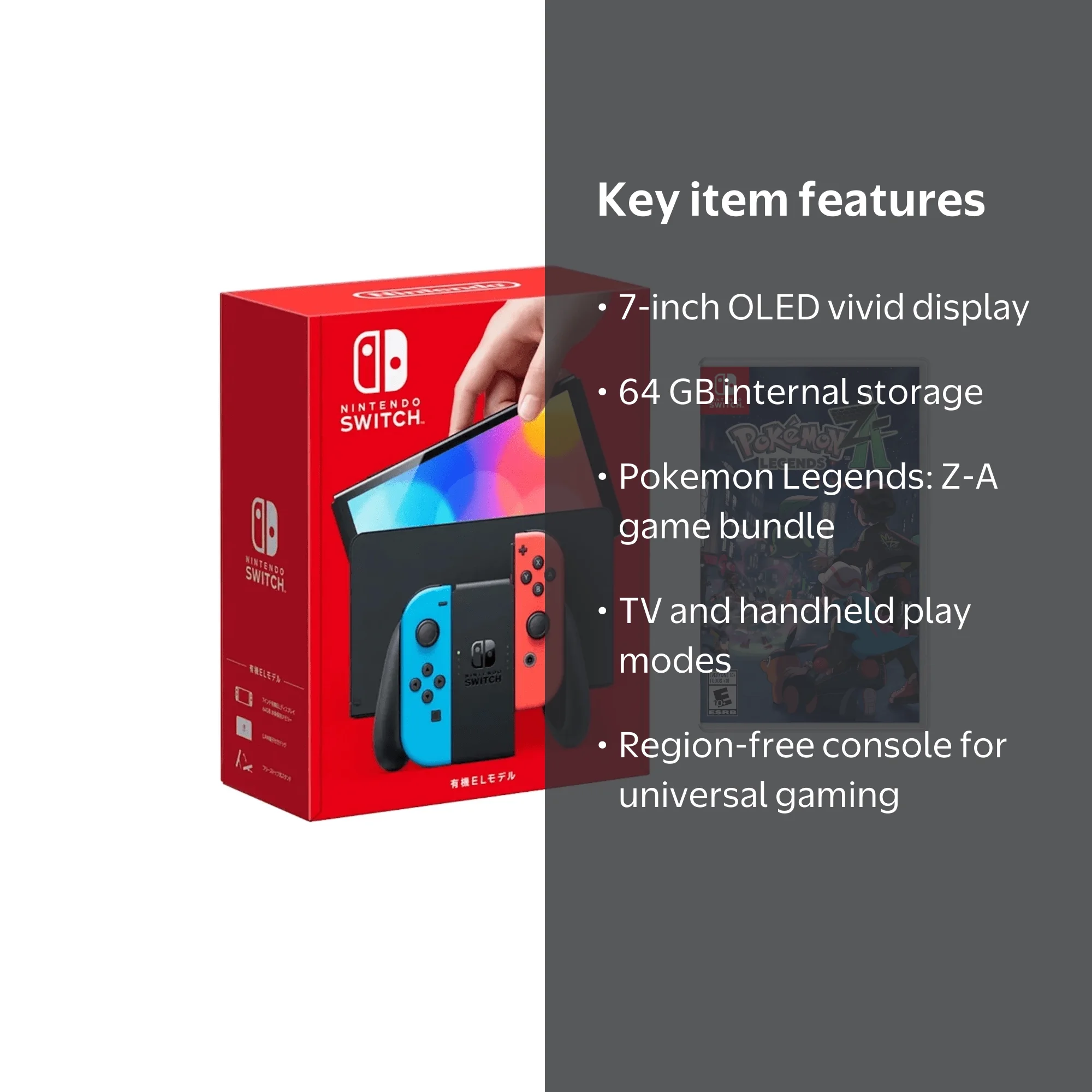 Nintendo Switch OLED Neon with Pokemon Legends: Z-A Bundle(Region