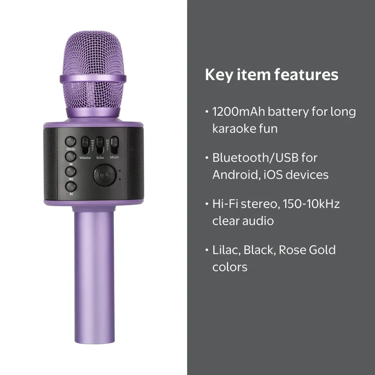 Core Innovations Wireless Bluetooth Karaoke Microphone with Built