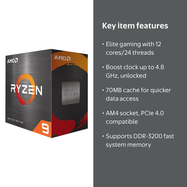 AMD Ryzen 9 5900X, 12-Core 3.7 GHz Socket AM4 Desktop Processor