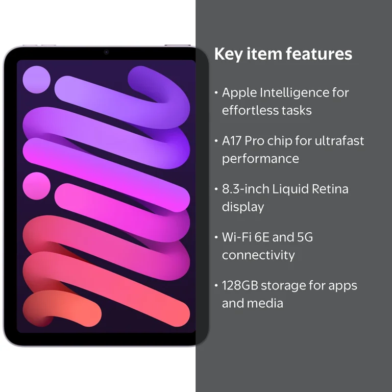 Apple, iPad mini, A17 Pro chip, Wi-Fi 128GB Purple - Walmart.com
