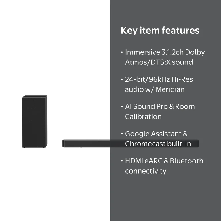 LG, 3.1.2 Channel High Res Audio Soundbar, SN8YG, Black - Walmart.com