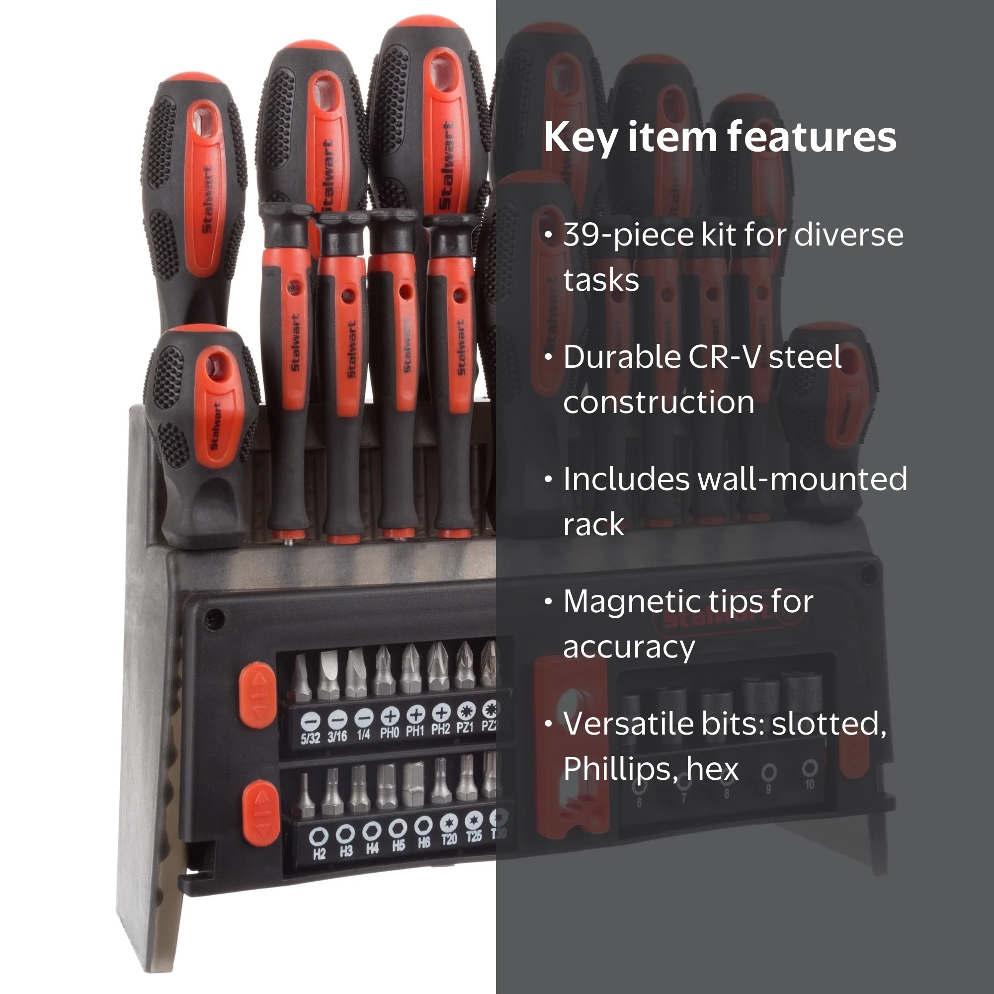 Stalwart 39-Piece Magnetic Screwdriver Set Tool Kit with Storage