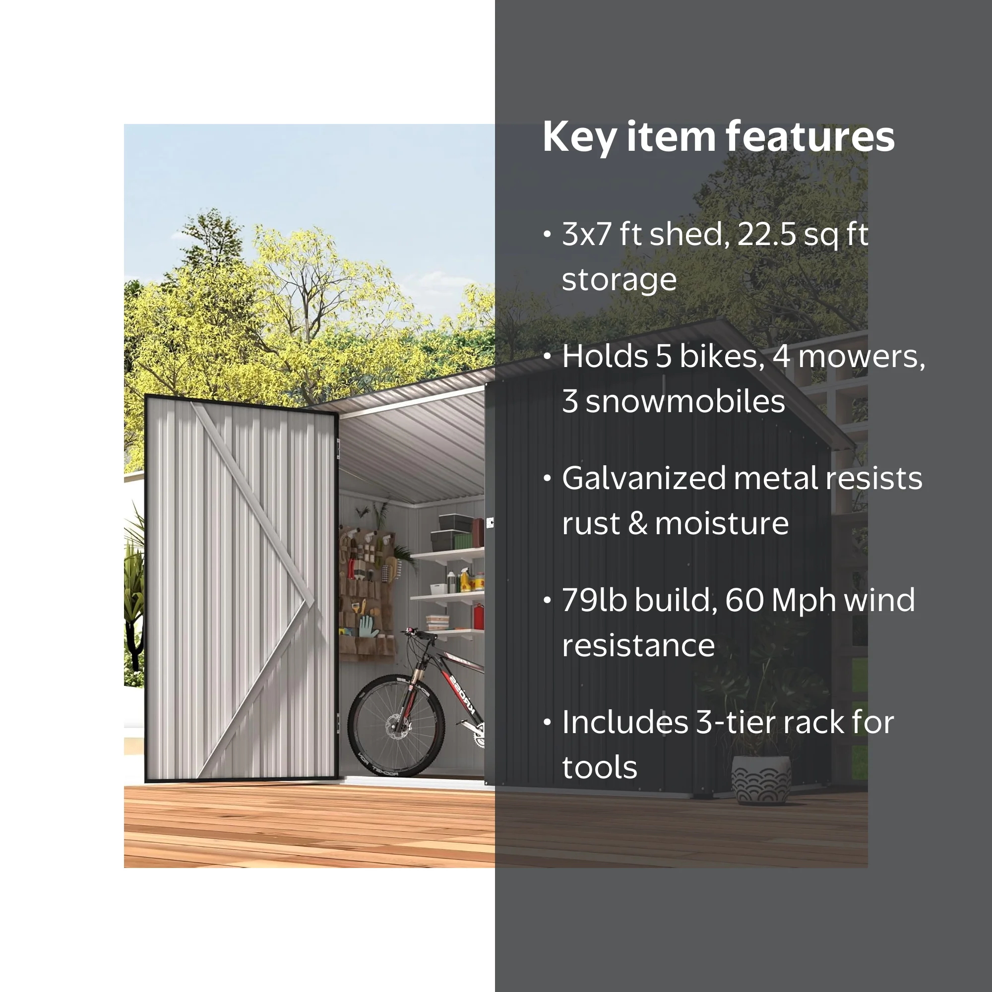 YODOLLA Outdoor Storage Shed, 3 x 7 Ft Bike Sheds & Outdoor