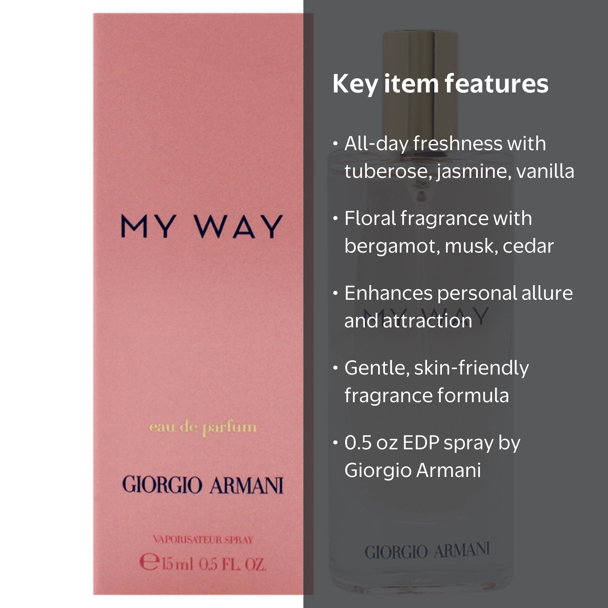Giorgio Armani My Way, 0.5 oz EDP Spray, Floral Vanilla Jasmine