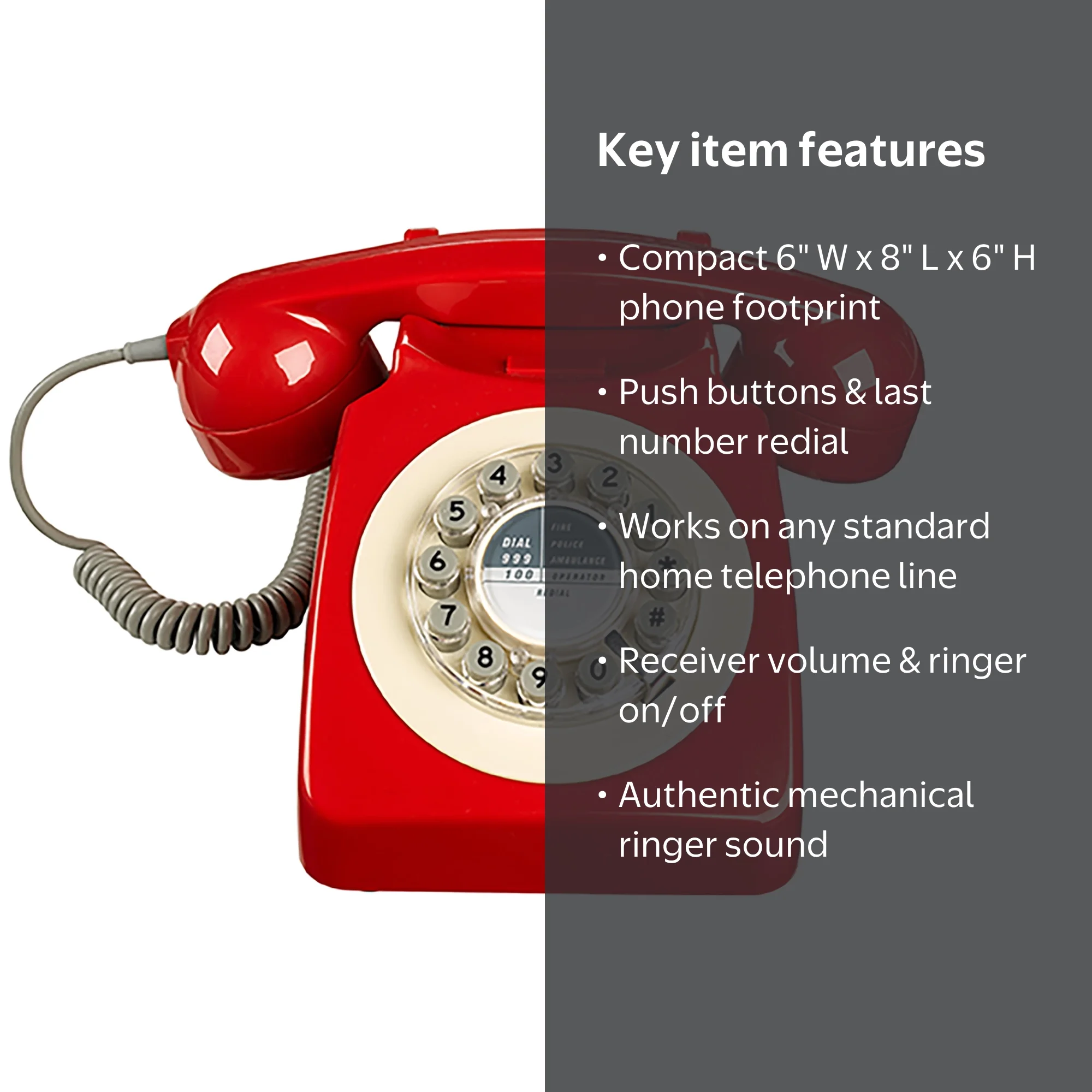 Retro 746 Series Rotary Corded Landline Phone - Walmart.com
