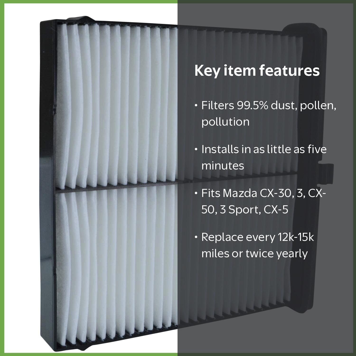 ECOGARD, Premium Cabin Air Filter, XC11801, for Mazda CX-30 2020