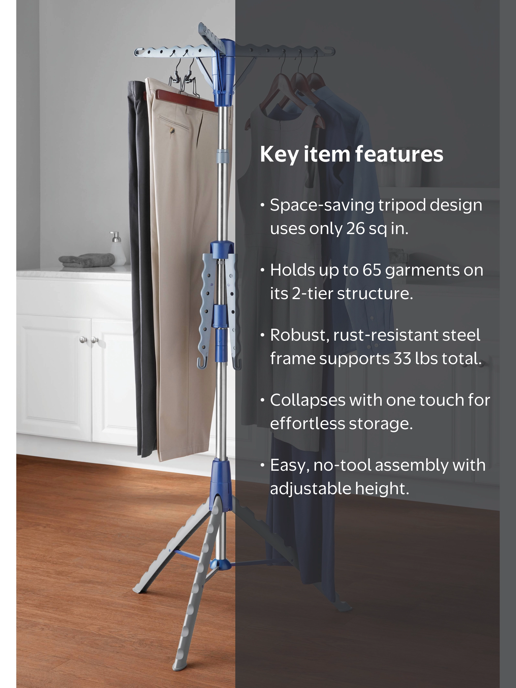 Free Shipping! Mainstays Space-Saving 2-Tier Steel Tripod Hanging